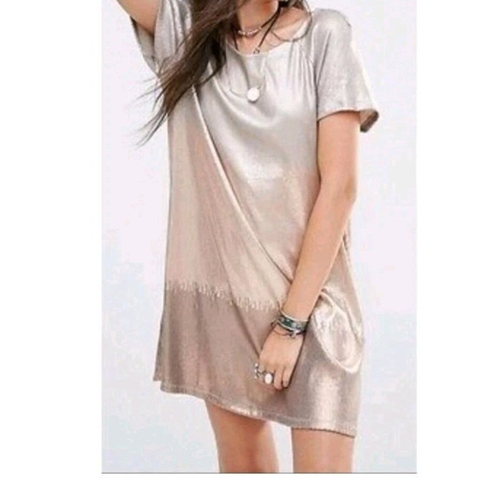 NWT Free People Drenched in Sequins Dress Large Ombre Rosegold Combo $168